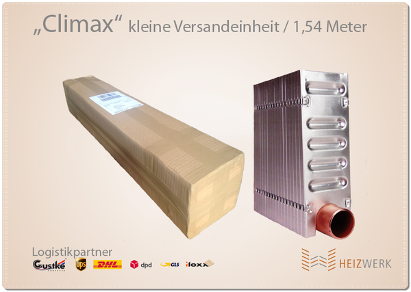 Heizleiste snap-on "Climax" - Kleine Versandeinheit 1,54 Meter - 314 Watt